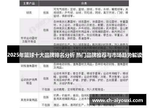 2025年篮球十大品牌排名分析 热门品牌推荐与市场趋势解读